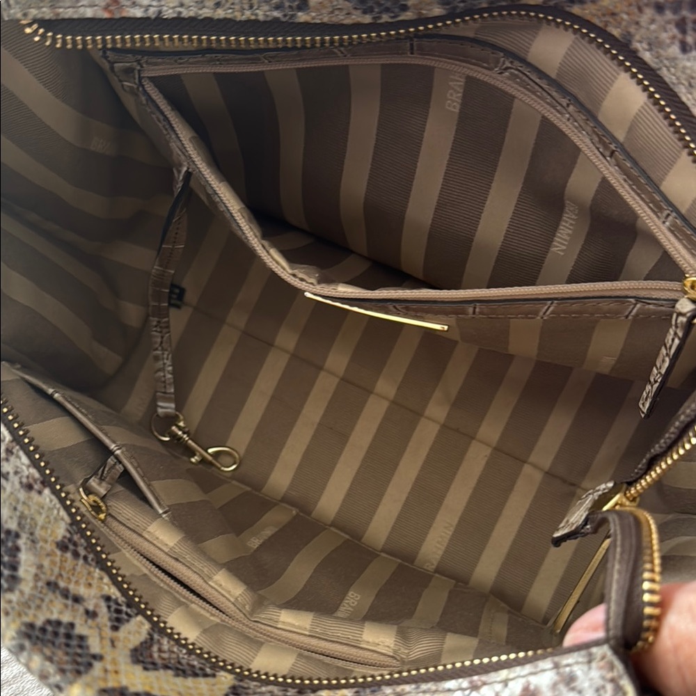 Brahmin Brown Satchel with Exotic Snake Print - Picture 5 of 17